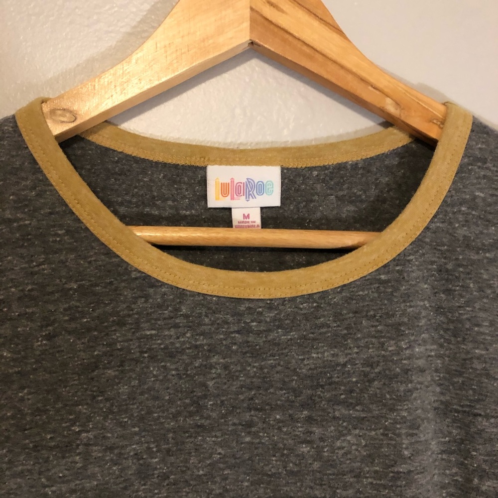 Lularoe Gray and Mustard Yellow Soft Midi Dress - Picture 2 of 7